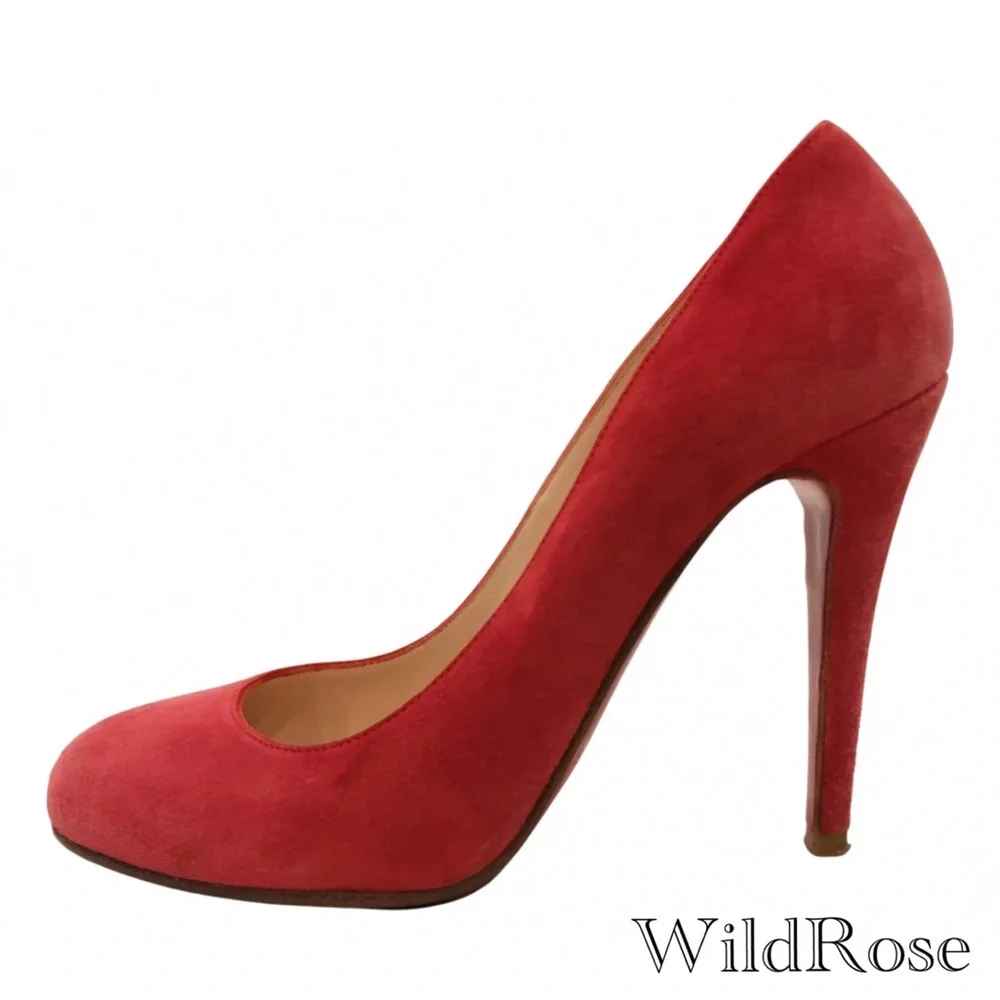 CHRISTIAN LOUBOUTIN Pink Suede “Simple Pumps” SZ 37.5 - Picture 1 of 16